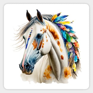 Native Horse With Feathers Magnet